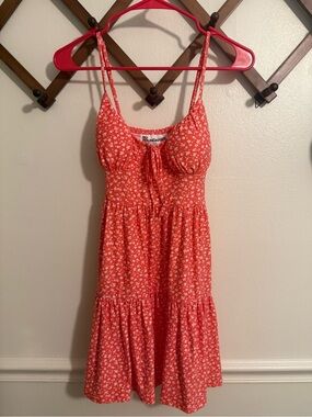 No Boundaries Coral Mini Dress with White Floral Print
